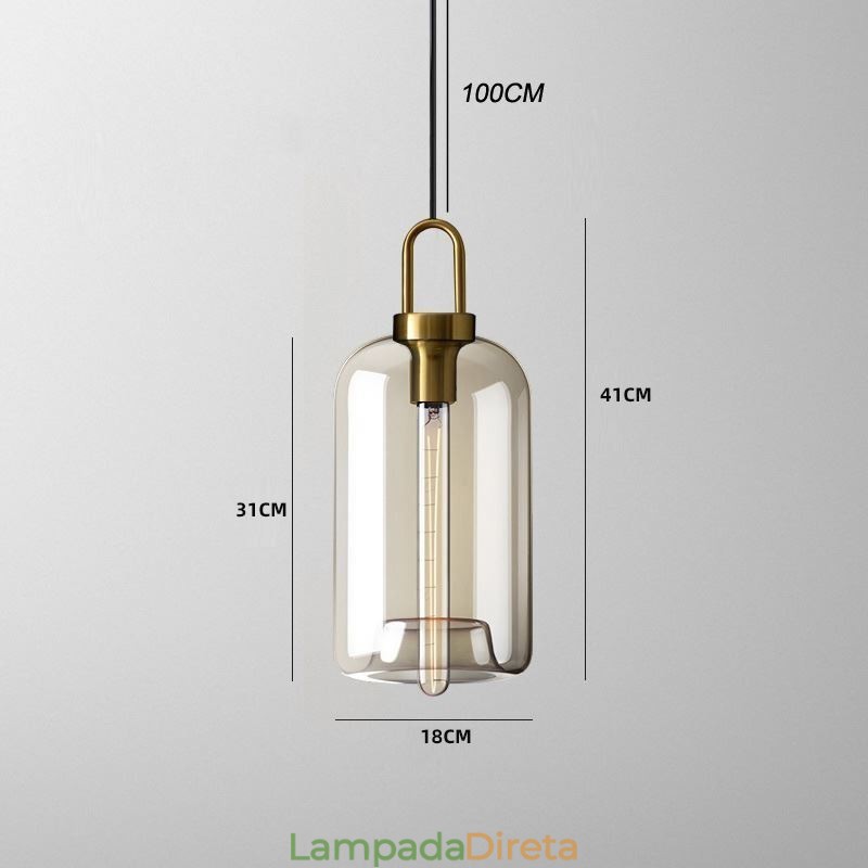Luminária pendente de 3 luzes com ilha de sombra de vidro