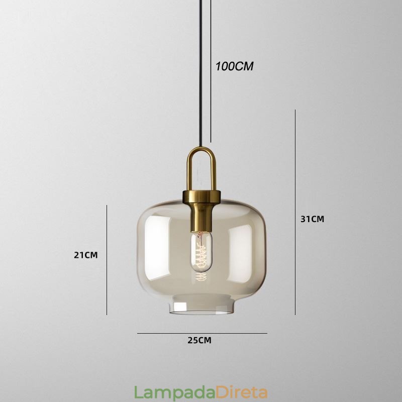 Luminária pendente de 3 luzes com ilha de sombra de vidro