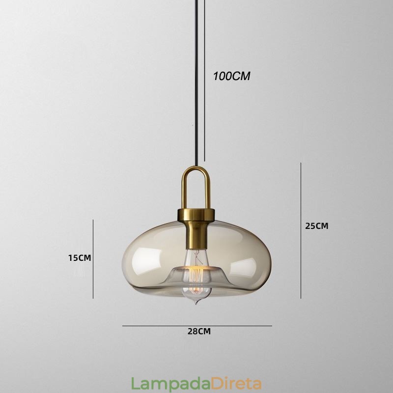 Luminária pendente de 3 luzes com ilha de sombra de vidro