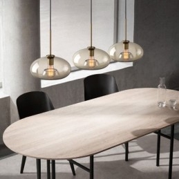 Luminária pendente de vidro com 3 luzes, luminária suspensa clássica para café