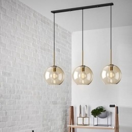 Luminária pendente de vidro com 3 luzes, luminária suspensa clássica para café