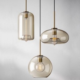 Luminária pendente de vidro com 3 luzes, luminária suspensa clássica para café