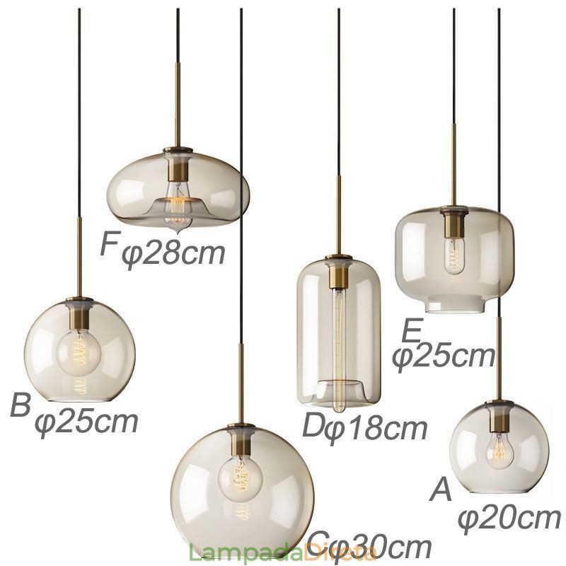 Luminária pendente de vidro com 3 luzes, luminária suspensa clássica para café