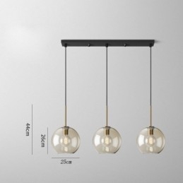 Luminária pendente de vidro com 3 luzes, luminária suspensa clássica para café