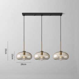 Luminária pendente de vidro com 3 luzes, luminária suspensa clássica para café