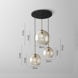 Luminária pendente de vidro com 3 luzes, luminária suspensa clássica para café