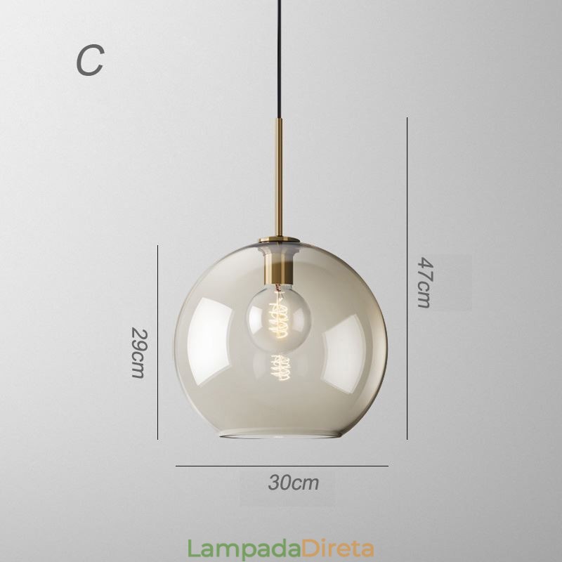 Luminária pendente de vidro com 3 luzes, luminária suspensa clássica para café