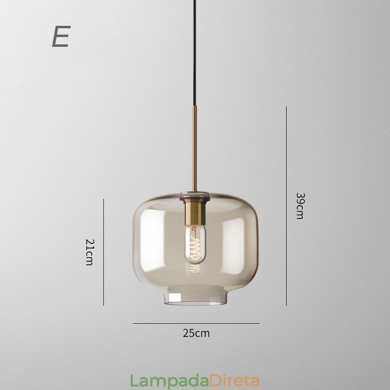 Luminária pendente de vidro com 3 luzes, luminária suspensa clássica para café