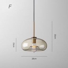 Luminária pendente de vidro com 3 luzes, luminária suspensa clássica para café