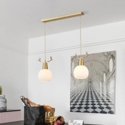 Luminária pendente de cobre simples e moderna com chifres
