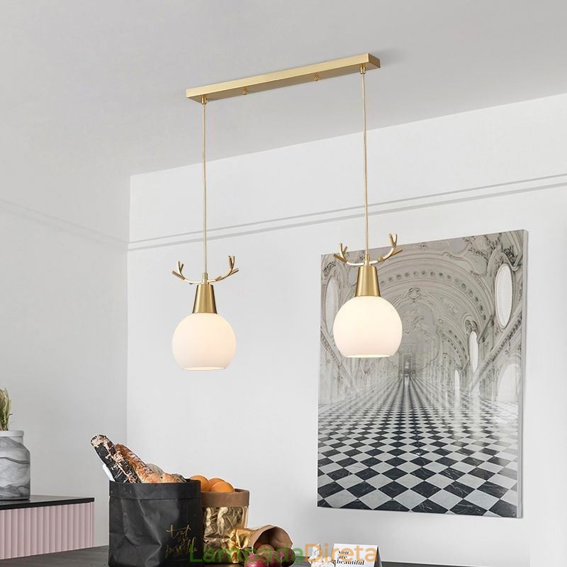 Luminária pendente de cobre simples e moderna com chifres