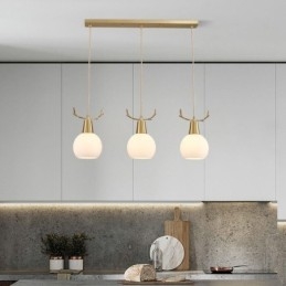 Luminária pendente de cobre simples e moderna com chifres