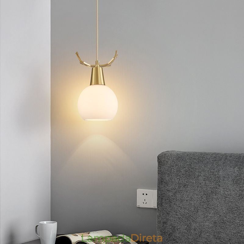 Luminária pendente de cobre simples e moderna com chifres