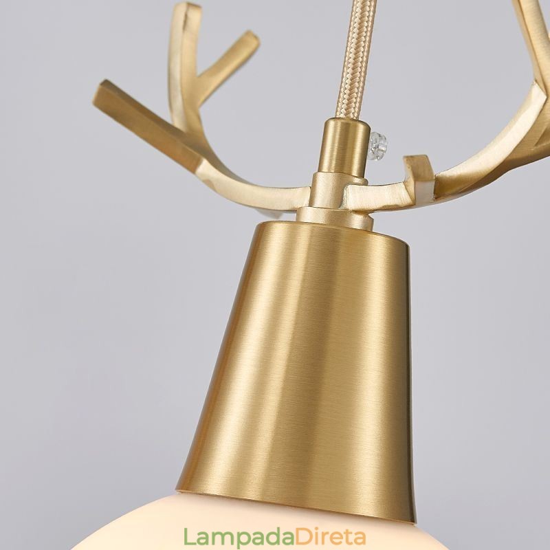Luminária pendente de cobre simples e moderna com chifres