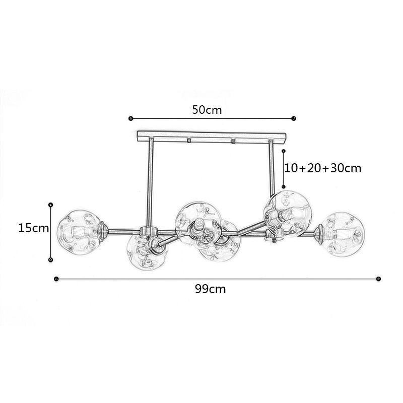 Luminária de teto de vidro moderna com 6 luzes Magic Bean