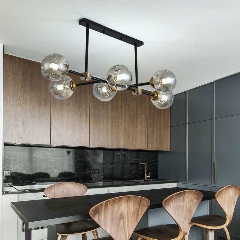 Luminária de teto de vidro moderna com 6 luzes Magic Bean