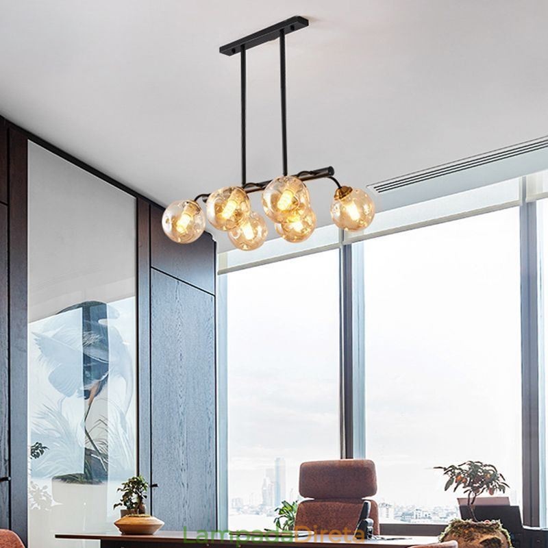 Luminária pendente Magic Bean Globo de vidro Iluminação