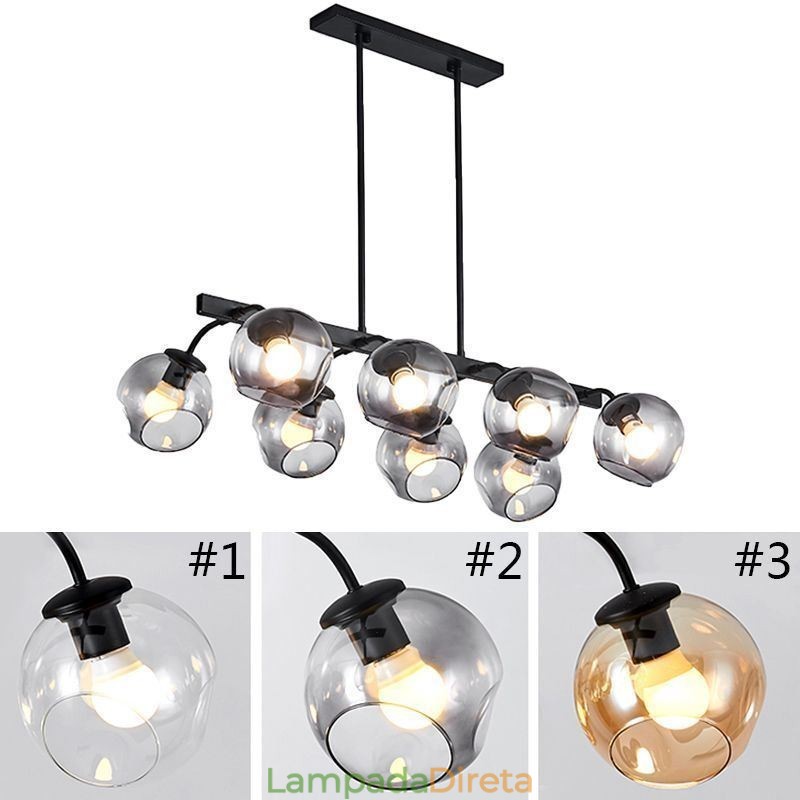 Luminária pendente Magic Bean Globo de vidro Iluminação