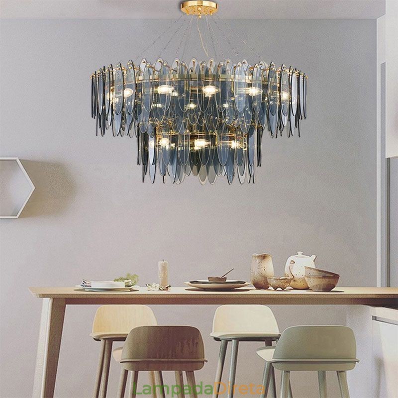 Moderno lustre redondo de vidro pendente elegante lustre de vidro