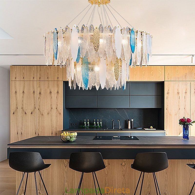 Moderno lustre redondo de vidro pendente elegante lustre de vidro