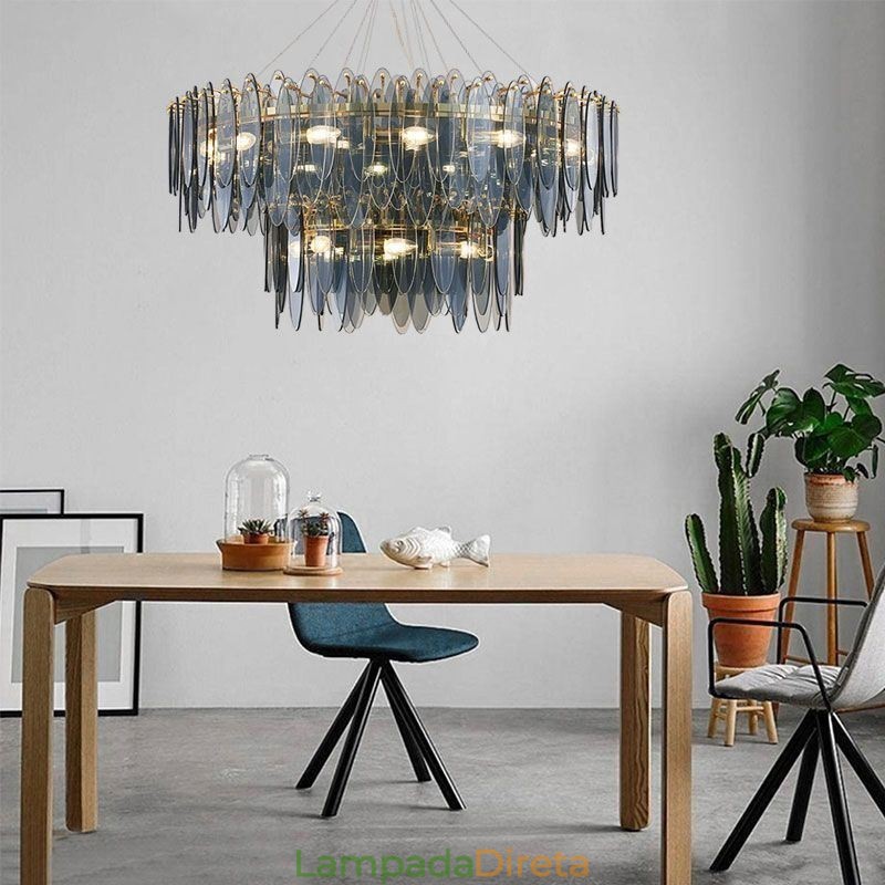 Moderno lustre redondo de vidro pendente elegante lustre de vidro