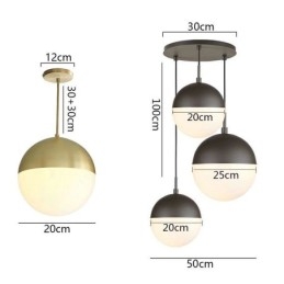 Ideias modernas de luminária pendente de bola de vidro para ilha