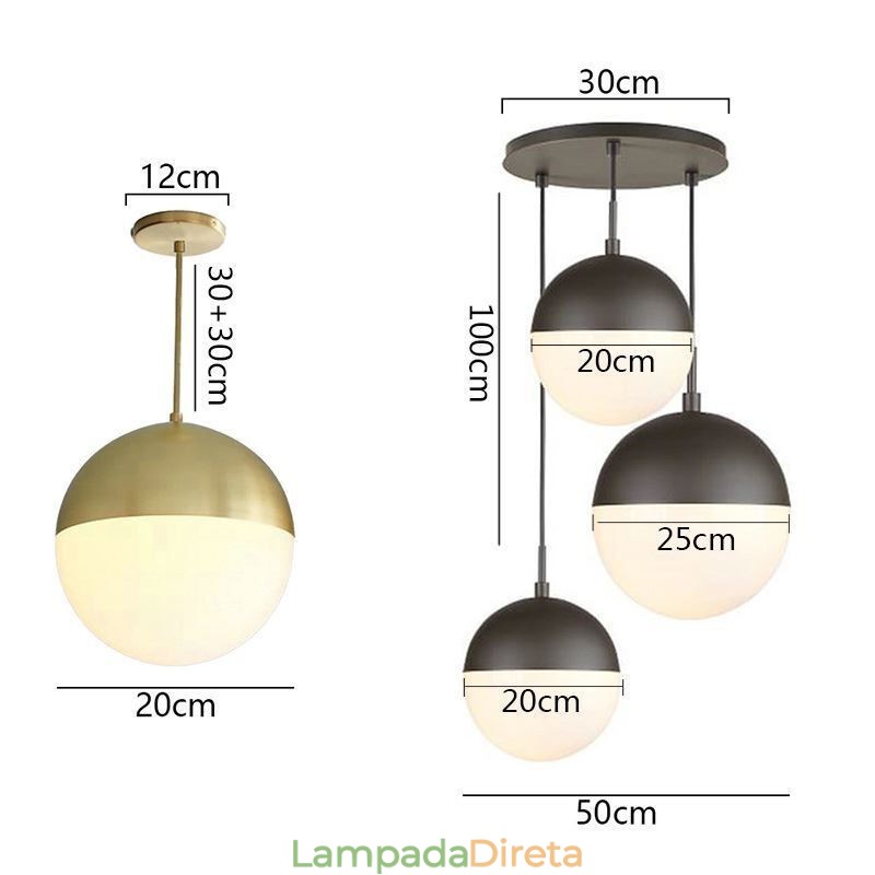 Ideias modernas de luminária pendente de bola de vidro para ilha