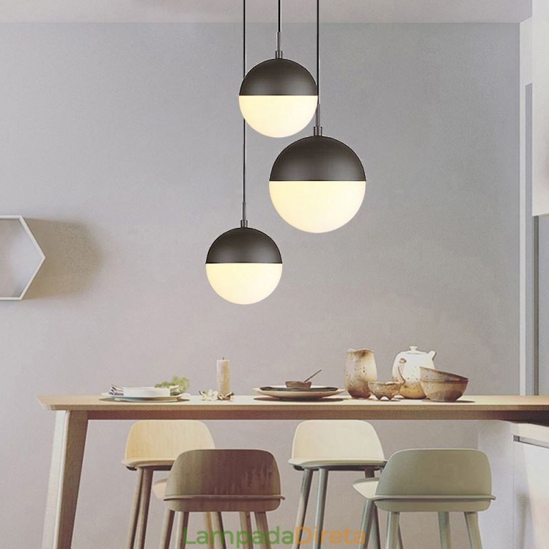 Ideias modernas de luminária pendente de bola de vidro para ilha