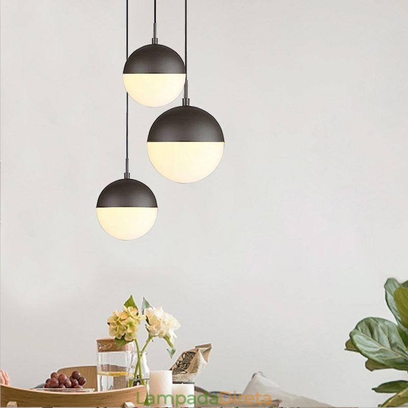 Ideias modernas de luminária pendente de bola de vidro para ilha