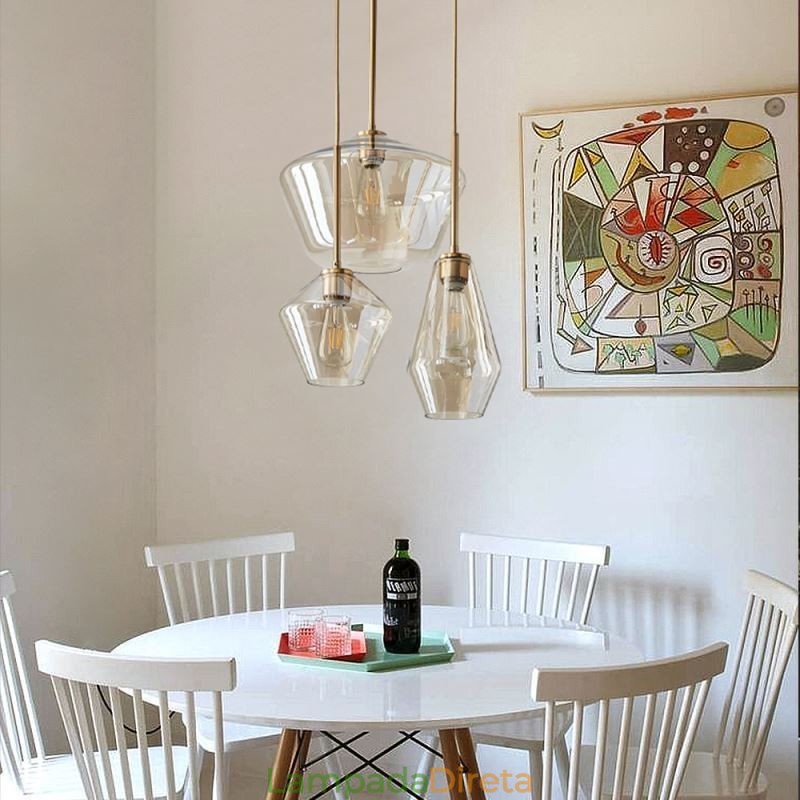 Luminária pendente de vidro simples e moderna
