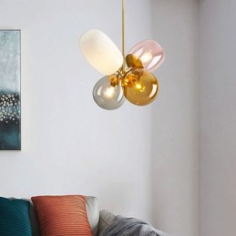 Nordic Unique Pendant Light Vidro Colorido Princesa Balão Luz Crianças