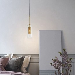 Luminária pendente nórdica de vidro transparente Luminária pendente exclusiva de latão oco interno