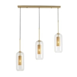 Luminária pendente nórdica de vidro transparente Luminária pendente exclusiva de latão oco interno