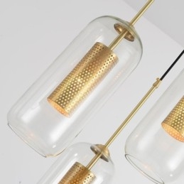 Luminária pendente nórdica de vidro transparente Luminária pendente exclusiva de latão oco interno
