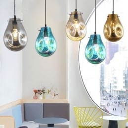 Luminária pendente colorida em vidro com bolhas de sabão, luminária de teto em ilha