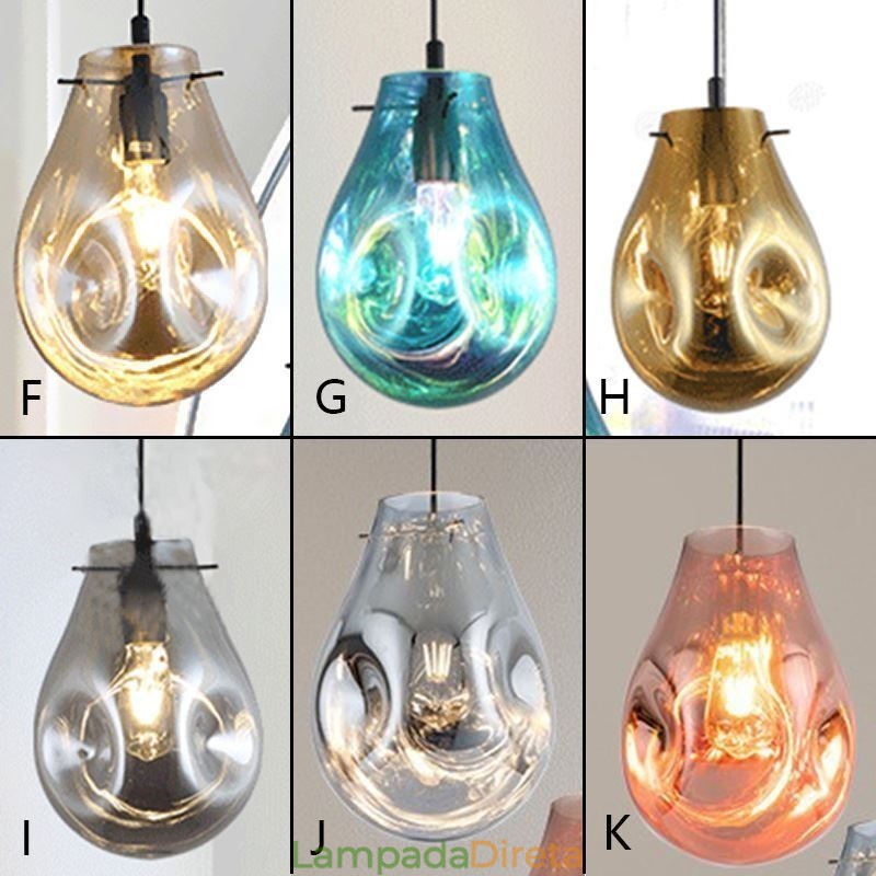 Luminária pendente colorida em vidro com bolhas de sabão, luminária de teto em ilha