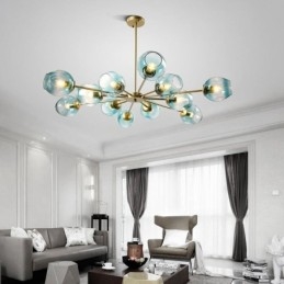 Luminária pendente nórdica de vidro em forma de feijão mágico, luminária de lustre