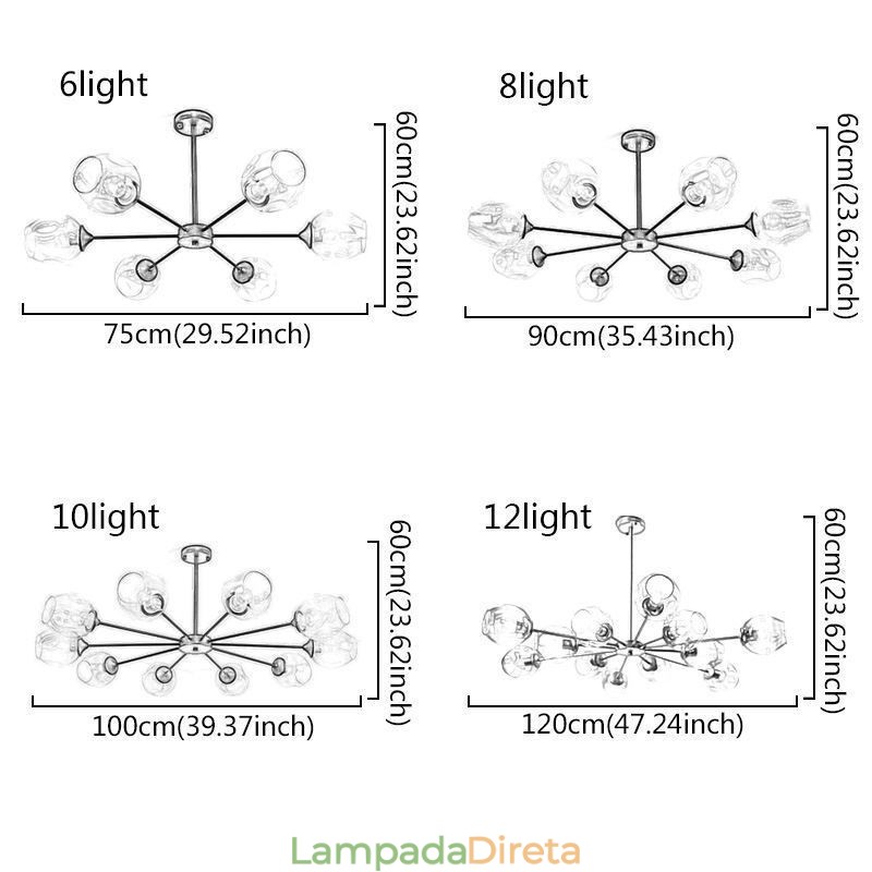 Luminária pendente nórdica de vidro em forma de feijão mágico, luminária de lustre