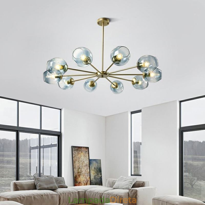 Luminária pendente nórdica de vidro em forma de feijão mágico, luminária de lustre