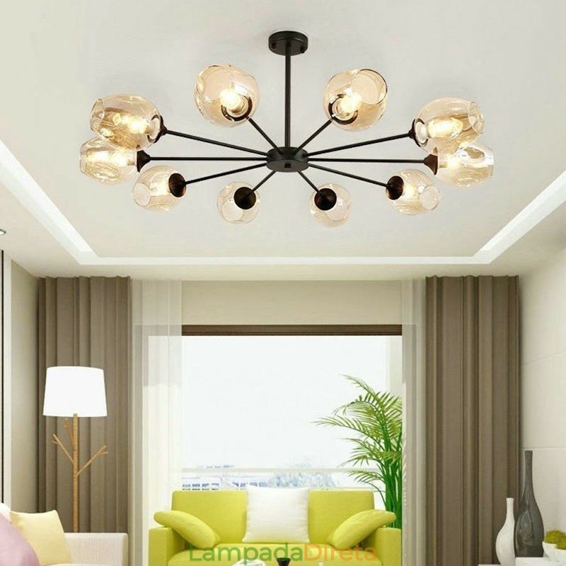 Luminária pendente nórdica de vidro em forma de feijão mágico, luminária de lustre