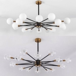 Luminária pendente de vidro nórdico, luminária redonda branca leitosa, iluminação de lustre