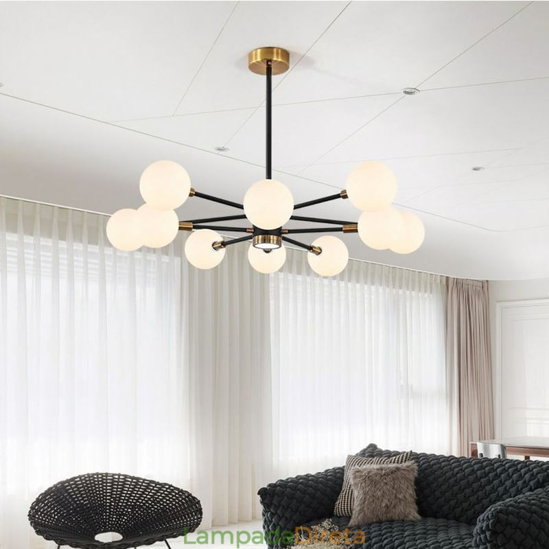 Luminária pendente de vidro nórdico, luminária redonda branca leitosa, iluminação de lustre