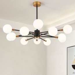 Luminária pendente de vidro nórdico, luminária redonda branca leitosa, iluminação de lustre
