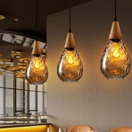 Luminária pendente em forma de lágrima com abajur de vidro