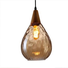 Luminária pendente em forma de lágrima com abajur de vidro