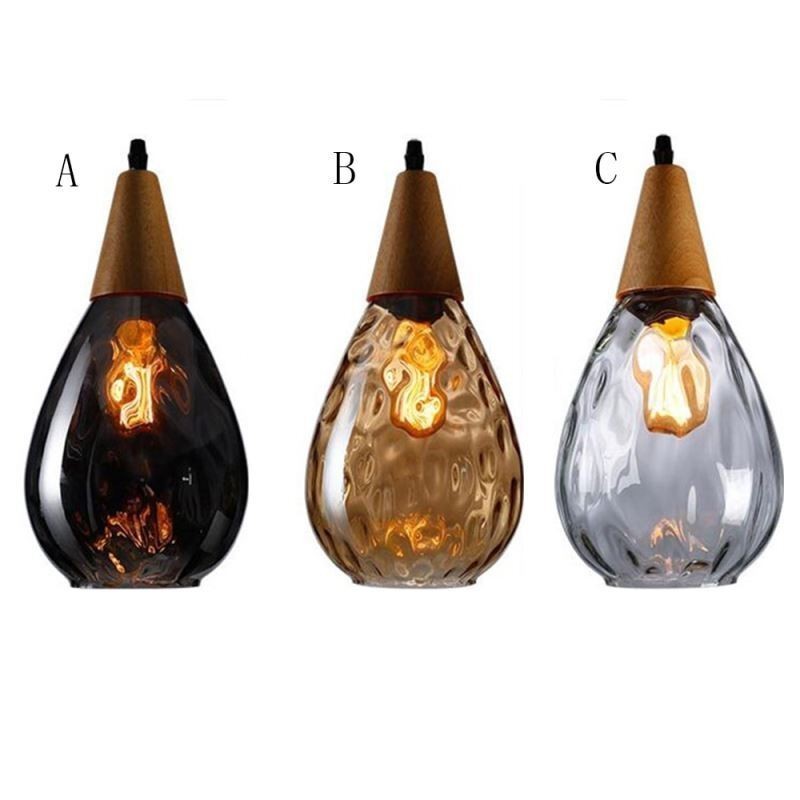 Luminária pendente em forma de lágrima com abajur de vidro
