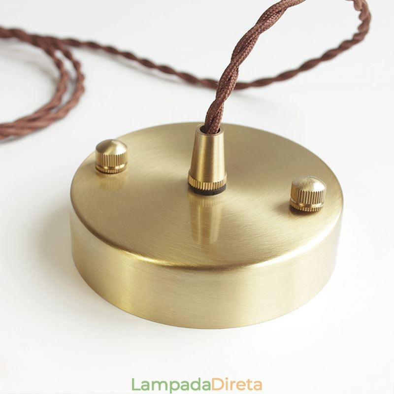 Luminária pendente de vidro transparente com nervuras em forma de flor com interruptor giratório