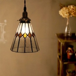 Luminária de teto rústica com pingente de vidro colorido