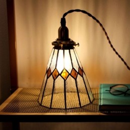 Luminária de teto rústica com pingente de vidro colorido