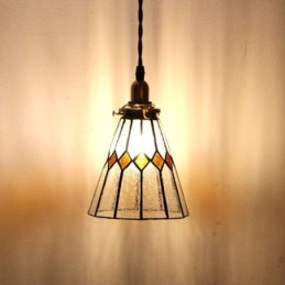 Luminária de teto rústica com pingente de vidro colorido